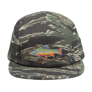Fish Embroidered 5 Panel Cap, Outdoor Adventure Hat, Gift for Fisherman, Fishing Enthusiast Accessory, Casual Summer Cap, Vintage Style