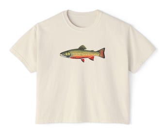 Camiseta de Trucha de Arroyo para Mujer, Camiseta de Pesca, Ropa para Actividades al Aire Libre, Regalo para Amantes de la Naturaleza, Camiseta Gráfica para Ella, Top para Entusiastas de la Pesca