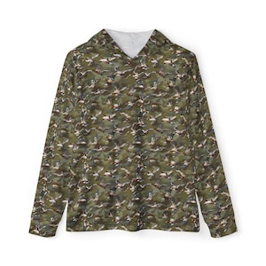 duck camo Men&#39;s Sports Warmup Hoodie (AOP) in New Ducks Flying Camo