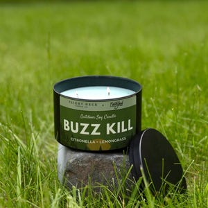 Outdoor Citronella + Lemongrass Soy Candle - 14oz, 3-Wick Soy Candle In Matte Black Tin With Lid