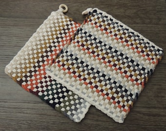 8x8 Potholder, Hot Pad, Trivet, Kitchen Ware, Cotton Potholder, Handcrafted Potholder, Woven Potholder