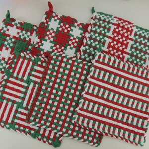 POT HOLDERS~Loomed~Set Of 2~Square~Cotton~Thick~Heavy~NEW