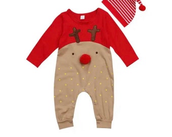 christmas baby grow button up baby grow festive baby grow fluffy red nose