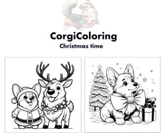 Coloring book Corgi - Christmas Time