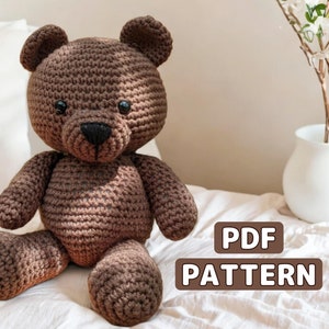 Crochet Teddy Bear Pattern, Amigurumi pattern, Tutorial PDF With Instructions, Beginner Friendly Pattern
