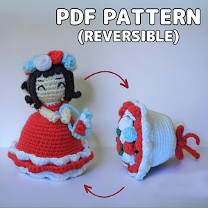 Reversible Blumenstrauß Mädchen Muster, Amigurumi Muster, PDF-Anleitung mit Anleitungen, Häkelblume Muster, Häkelblume Puppe