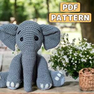 Crochet Elephant Pattern, Amigurumi pattern, Tutorial PDF With Instructions, Beginner Friendly Pattern