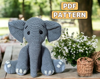 Crochet Elephant Pattern, Amigurumi pattern, Tutorial PDF With Instructions, Beginner Friendly Pattern