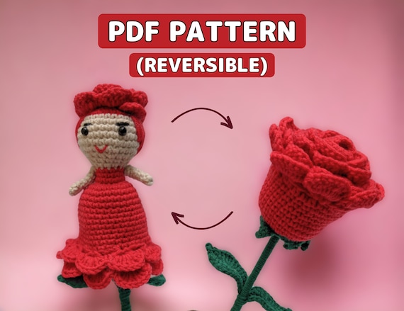 Reversible Red Rose Queen Pattern, Amigurumi Pattern, Tutorial PDF With  Instructions, Crochet Flower Pattern, Crochet Doll - Etsy Australia