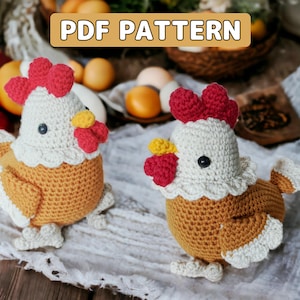 Crochet Chicken Pattern, Amigurumi pattern, Tutorial PDF With Instructions, Beginner Friendly Pattern
