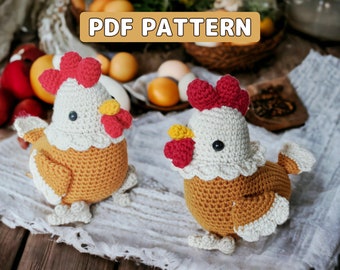 Crochet Chicken Pattern, Amigurumi pattern, Tutorial PDF With Instructions, Beginner Friendly Pattern