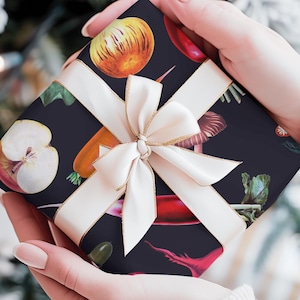 Papel de embrulho para frutas e vegetais, papel de embrulho para presente de Natal, amantes da culinária, cozinha, aniversário, aniversário, apreciadores da gastronomia, chefs, papel de embrulho para presente de dia das mães