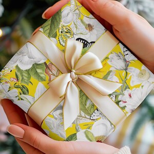 Floral Wrapping Paper, Pretty, Flower Garden Gift Wrap, Aesthetic, Fine Art Paper, Butterflies Wrapping Paper Sheets, Spring, Summer