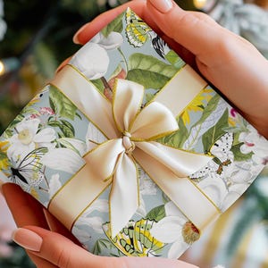 Floral Wrapping Paper, Pretty, Flower Garden Gift Wrap, Aesthetic, Fine Art Paper, Butterflies Wrapping Paper Sheets, Spring, Summer
