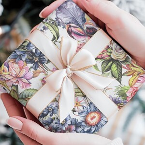 Flower Garden Gift Wrap, Vintage-Inspired, Cottagecore, Roses, Wrapping Paper Sheets, Floral Fine Art Paper, Spring, Summer, Flowers