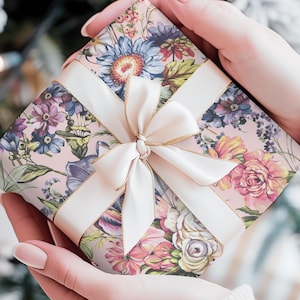 Flower Garden Gift Wrap, Vintage-Inspired, Cottagecore, Roses, Wrapping Paper Sheets, Floral Fine Art Paper, Spring, Summer, Flowers