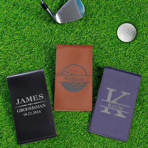 Personalisierter Golf Scorekartenhalter - Personalisiertes Ledergeschenk für Männer, Geburtstag oder Jubiläum für Golfliebhaber