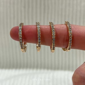 Boucles d'oreilles Huggie, Créoles en cartilage doré, Boucles d'oreilles en diamant ronds, Boucles d'oreilles Huggie en diamant, Diamètre-23 mm, 1 paire