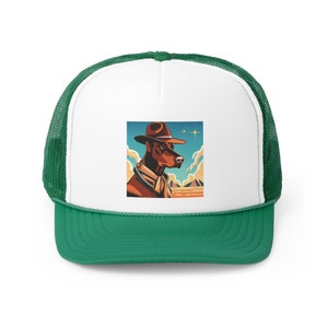 Gorra de camionero estilo vaquero con diseño de dóberman