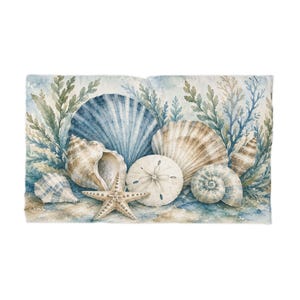 Coastal Seashell Watercolor Pillowcase | Beach Nautical Ocean Decor