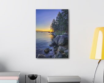 Canvas Wall Art. Lake Tahoe Landscape Art Print. Sunset Canvas Print. Nature Wall Art. Nature Landscape Wall Decor. Unique Gift idea.