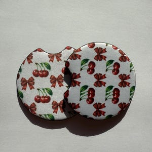 Bows and Cherries Set of 2 Car Coasters