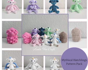 Mythical Hatchlings Crochet Pattern Pack PDF | Crochet Pattern | Digital PDF Crochet Pattern ONLY