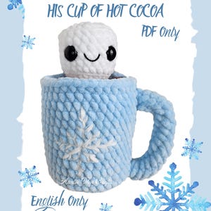 Marshmallow Mikey and His Cup of Hot Cocoa Crochet Pattern | PDF Crochet Pattern | Marshmallow and Mug Crochet Pattern