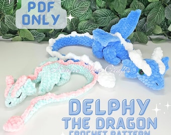 Delphy the Dragon Crochet Pattern | PDF crochet pattern | Dragon Crochet Pattern