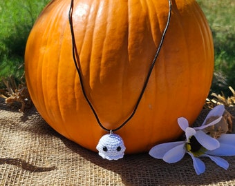 Crochet Necklace | Halloween Necklaces | Ghost Necklace | Candy Corn Necklace | Crochet Jewelry | Crochet Charms | Ghost | Candy Corn