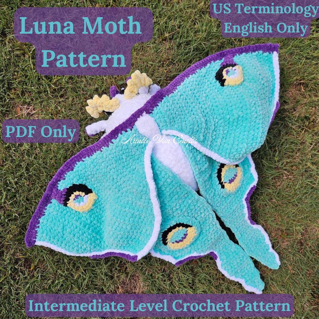 37 Moth Crochet Patterns for Amigurumi, Wearables, and Whimsical Home Decor 21 Luna Moth Crochet Pattern Moth