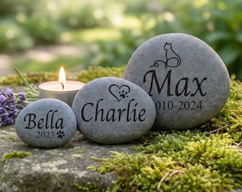 Pet Memorial Stone / River Rock Memorial / Pet Loss Gift / Pet Lover / Personalized Pet Memorial / Custom Gift / Rainbow Bridge