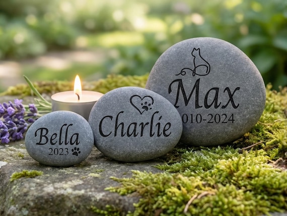 Pet Memorial Stone / River Rock Memorial / Pet Loss Gift / Pet Lover / Personalized Pet Memorial / Custom Gift / Rainbow Bridge