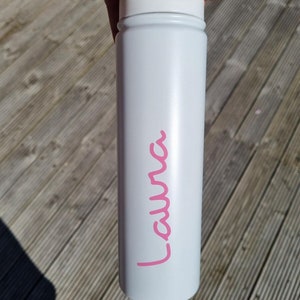 Personalised Insulated Bottle with Straw Inspired Fitness Love Custom, Metal white matt / Plastic Bottle image 5