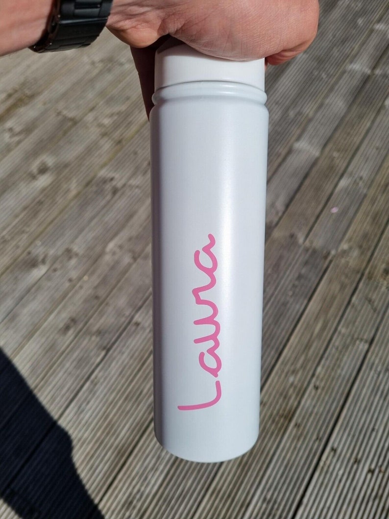 Personalised Insulated Bottle with Straw Inspired Fitness Love Custom, Metal white matt / Plastic Bottle image 5