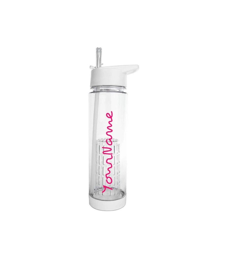 Personalised Insulated Bottle with Straw Inspired Fitness Love Custom, Metal white matt / Plastic Bottle image 1