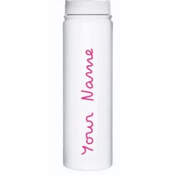 Personalisierte Thermoflasche mit Strohhalm inspiriert Fitness Love Custom, Metall weiß matt