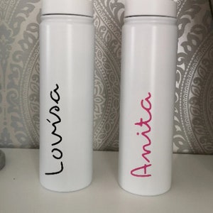 Personalised Insulated Bottle with Straw Inspired Fitness Love Custom, Metal white matt / Plastic Bottle image 4