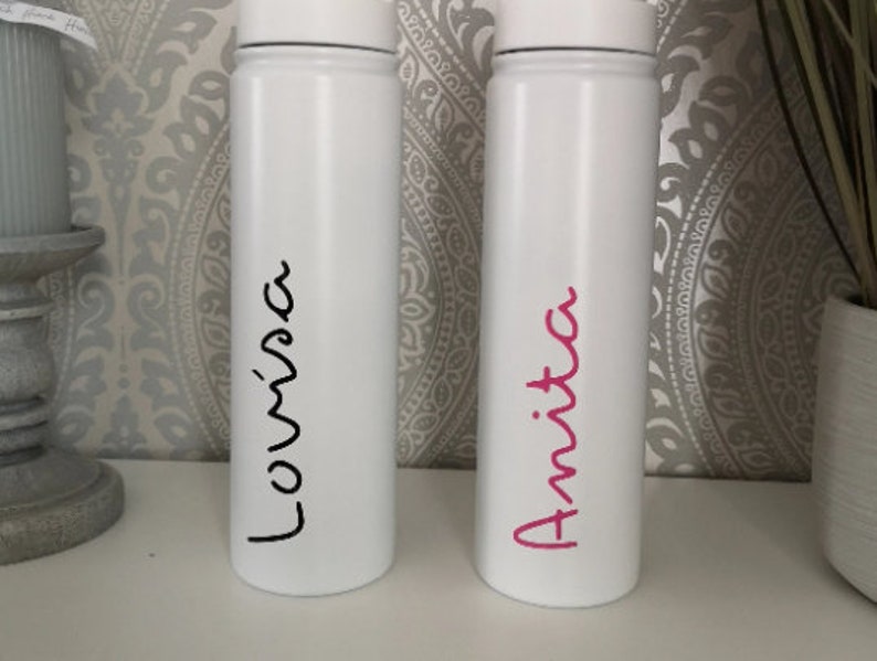 Personalised Insulated Bottle with Straw Inspired Fitness Love Custom, Metal white matt / Plastic Bottle image 4