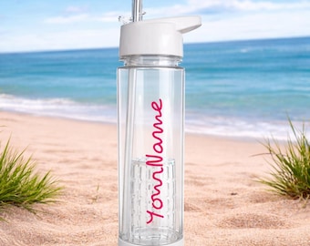 Personalised Insulated Bottle with Straw Inspired Fitness Love Custom, Metal white matt / Plastic Bottle
