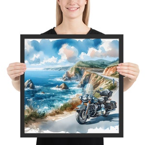 Harley Davidson Ocean Drive Framed Print: Motorcycle Garage Decor