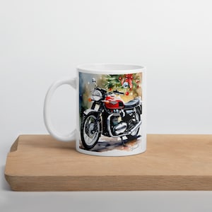 Vintage Motorcycle Christmas Mug: Retro Bike Coffee Cup-Free Shipping!
