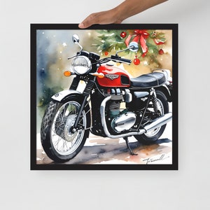 Classic Triumph Bonneville Motorcycle Poster: Vintage British Bike Framed Art-Free Shipping