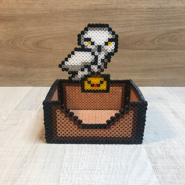 Harry Potter Note Holder, Pixel Art, 8 Bit, DIY, Stationery, Hama Beads, Perler Beads, Gift, Hedwig, Desk Storage, Handmade