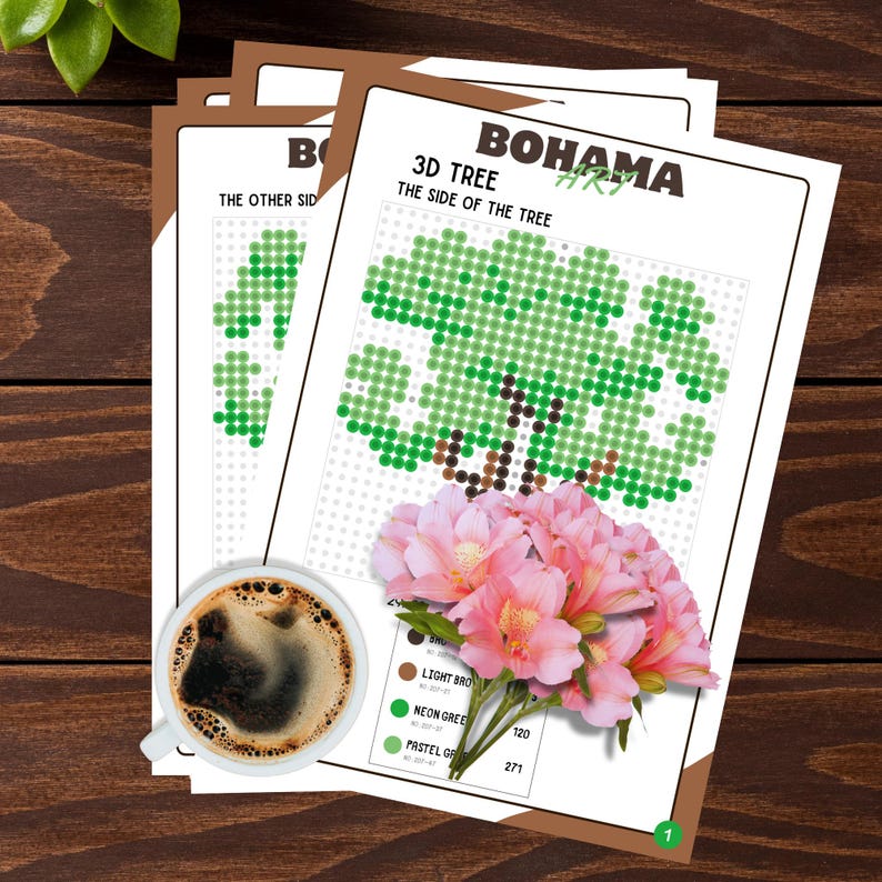 3D Spring Tree Hama Bead Pattern: Pixel Art DIY (digital Download) - Etsy