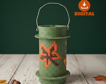 3D-höstlykta Hama-pärlmönster: DIY-heminredning (digital nedladdning)