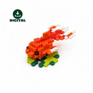 3D Koi Fish Perler Bead Pattern PDF, Goldfish Fuse Bead Template