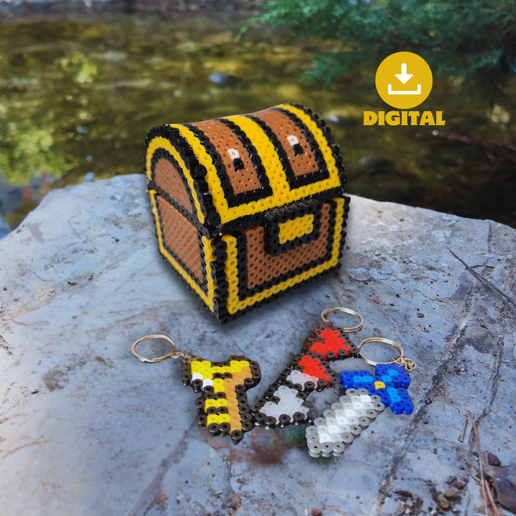 3D Zelda Treasure Chest Perler Beads Pattern - Etsy