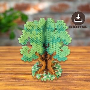 Handmade Spring 3D Tree Digital Pattern for Hama Beads, Instant Download Home Decor Craft Design, Pixel Art, Perler Beads, DIY Gift Ideas