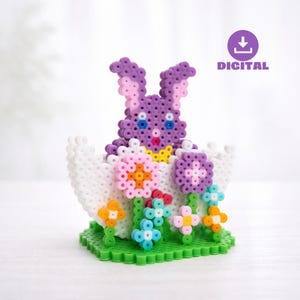 Påskhare Hama Pärlor Mönster, Pixel Art Design, Påskpyssel Mall Barn Digital Nedladdning